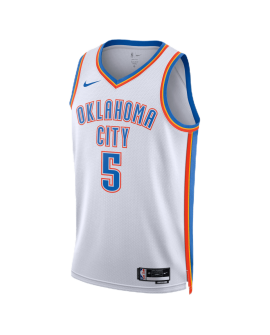 Luguentz Dort #5 Maillot d'association blanc Thunder d'Oklahoma City