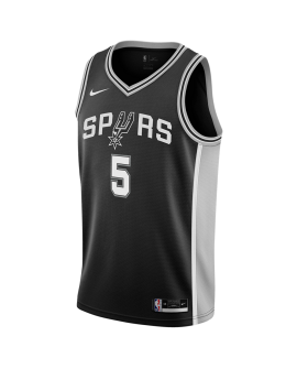 Stephon Castle #5 Maillot Icône Noir San Antonio Spurs