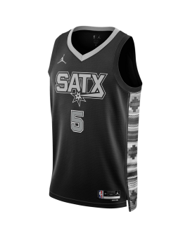Stephon Castle #5 Maillot de déclaration noir San Antonio Spurs