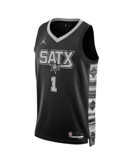 Victor Wembanyama #1 Maillot de déclaration noir San Antonio Spurs