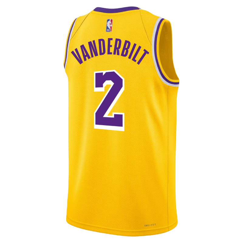 Jarred Vanderbilt #2 Maillot icône jaune des Los Angeles Lakers