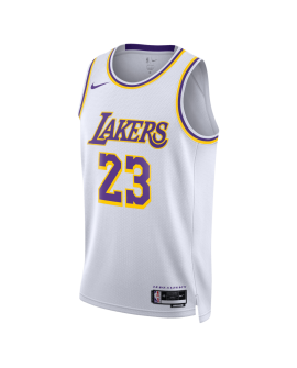 LeBron James #23 Maillot blanc de l'association des Lakers de Los Angeles