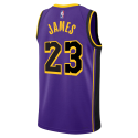 LeBron James #23 Maillot de déclaration violet des Los Angeles Lakers