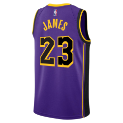 LeBron James #23 Maillot de déclaration violet des Los Angeles Lakers