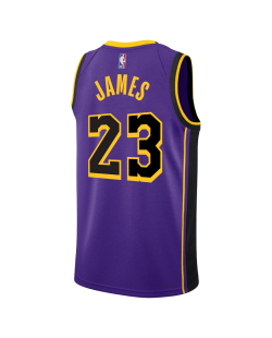 LeBron James #23 Maillot de déclaration violet des Los Angeles Lakers