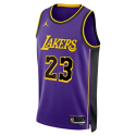 LeBron James #23 Maillot de déclaration violet des Los Angeles Lakers