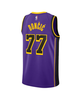 Luka Dončić #77 Maillot violet des Lakers de Los Angeles