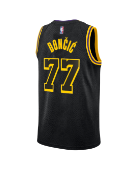 Luka Dončić #77 Maillot Mamba noir des Lakers de Los Angeles