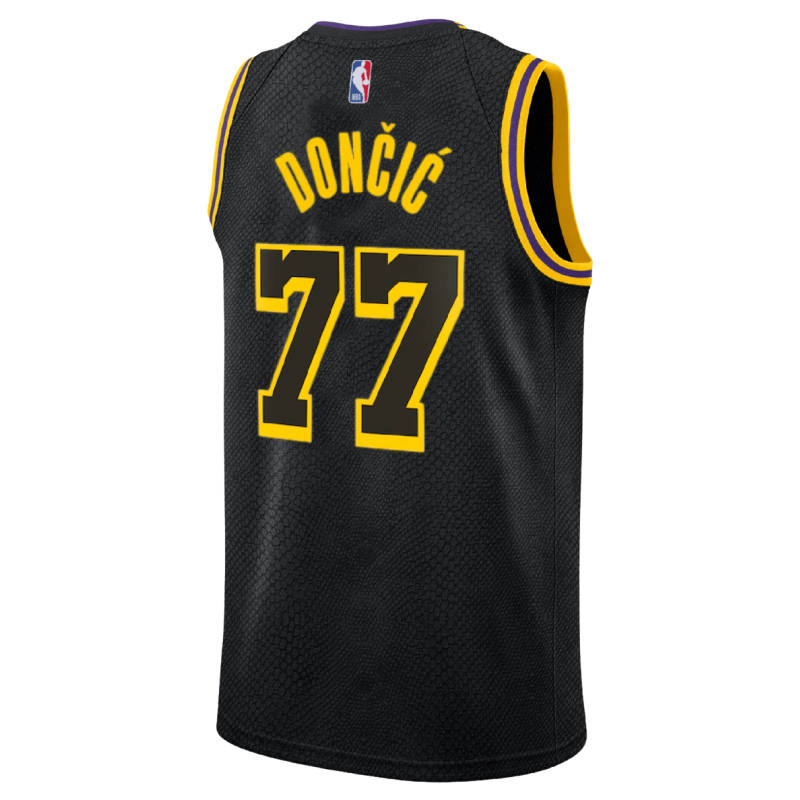 Luka Dončić #77 Maillot Mamba noir des Lakers de Los Angeles
