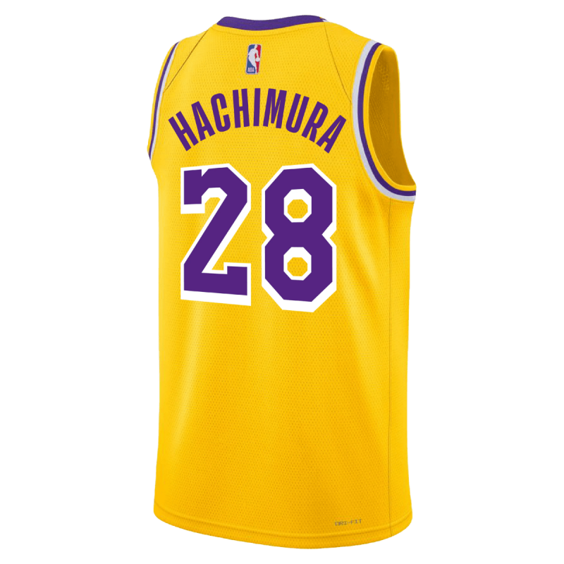 Rui Hachimura #28 Maillot icône jaune des Los Angeles Lakers