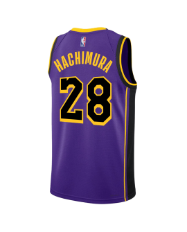 Rui Hachimura #28 Maillot de déclaration violet des Los Angeles Lakers