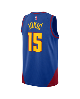 Nikola Jokić #15 Maillot de déclaration bleu Denver Nuggets