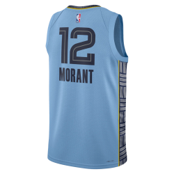 Morant #12 Maillot de déclaration bleu clair Memphis Grizzlies