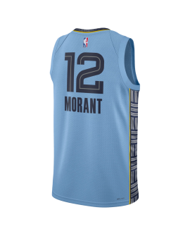 Morant #12 Maillot de déclaration bleu clair Memphis Grizzlies