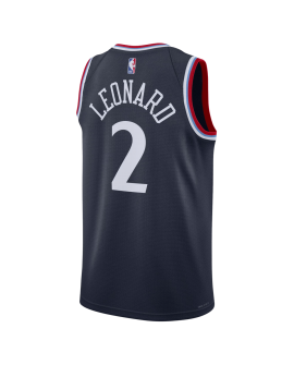 Kawhi Leonard #2 Maillot Icon Bleu Marine des LA Clippers