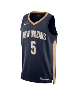 Dejounte Murray #5 Maillot icône de la marine des pélicans de la Nouvelle-Orléans