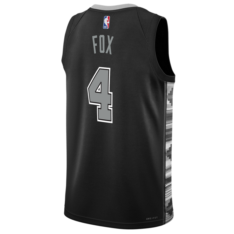 De'Aaron Fox #4 Maillot de déclaration noir San Antonio Spurs