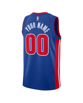 Maillot personnalisé icône bleue des Detroit Pistons