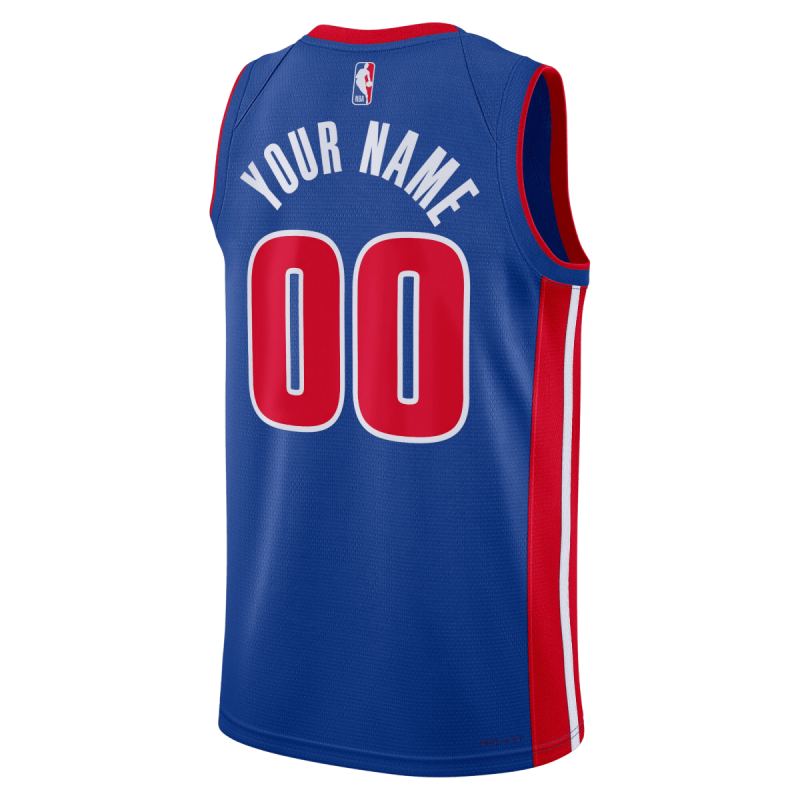 Maillot personnalisé icône bleue des Detroit Pistons