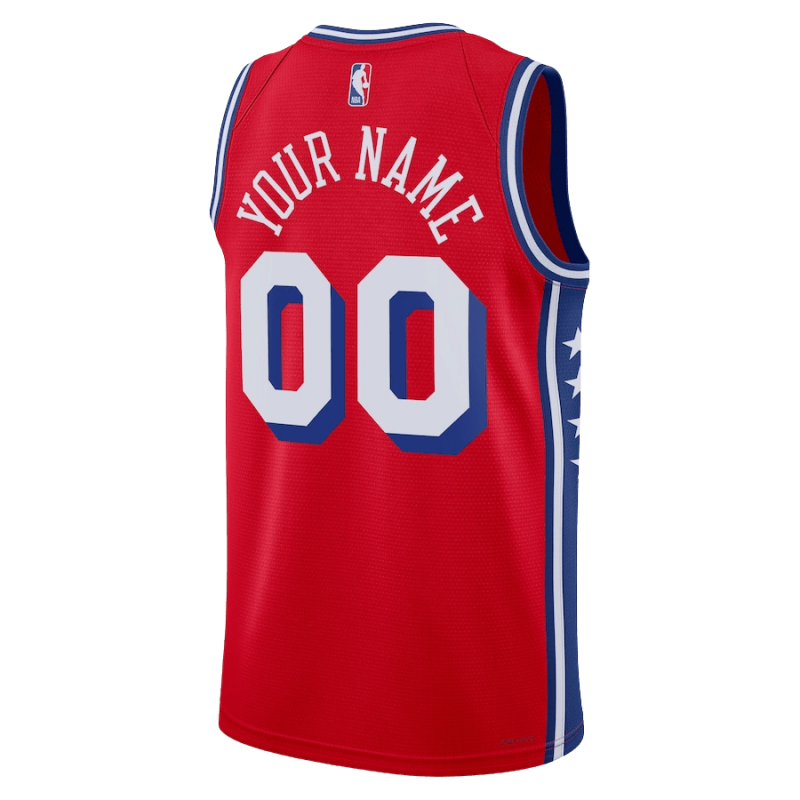 Maillot personnalisé de déclaration rouge des 76ers de Philadelphie