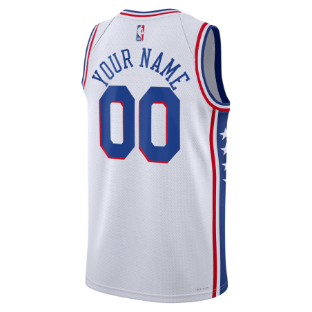 Maillot personnalisé de l'association blanche des 76ers de Philadelphie