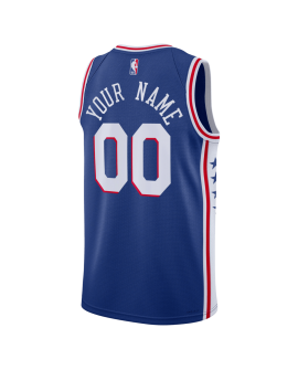 Maillot personnalisé icône bleue des 76ers de Philadelphie