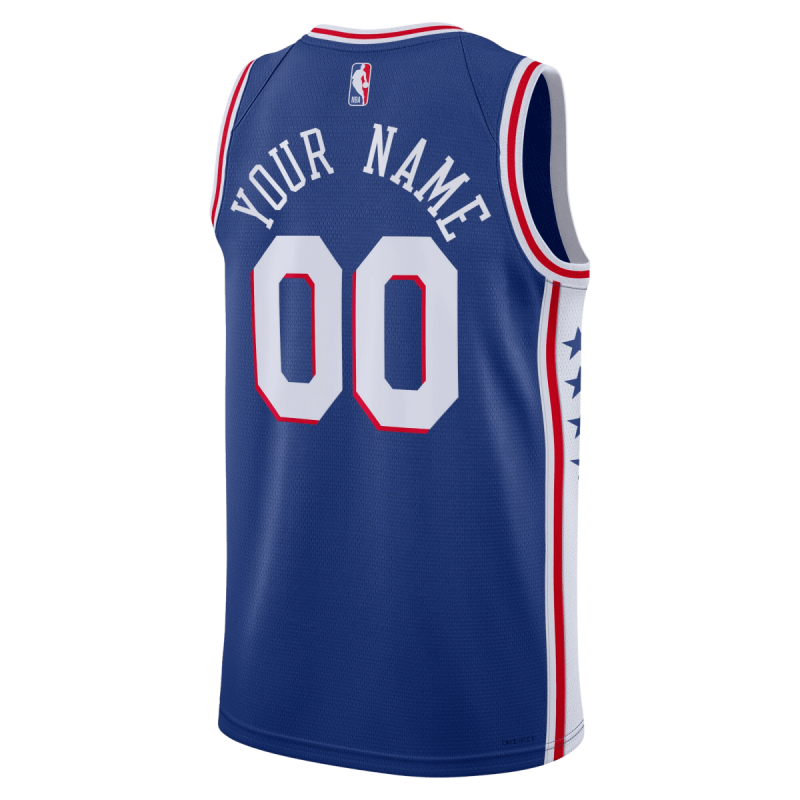 Maillot personnalisé icône bleue des 76ers de Philadelphie