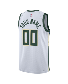 Maillot personnalisé de l'association blanche des Milwaukee Bucks
