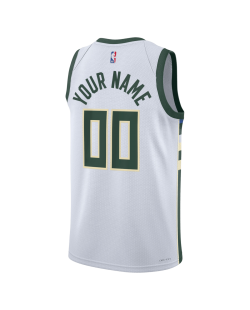 Maillot personnalisé de l'association blanche des Milwaukee Bucks