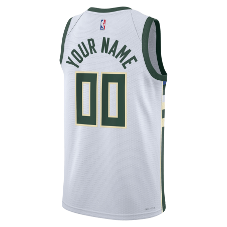 Maillot personnalisé de l'association blanche des Milwaukee Bucks